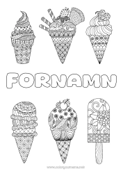 Página de desenho personalizável Guloseimas, doces Sorvete Zentangle