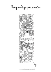 Coloriage personnalisable Pêche Printemps Animal Poisson Marque page Coloriages complexes Animaux marins ou aquatique