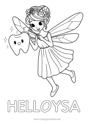 Coloriage personnalisable Dent de lait Fée des dents