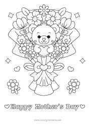Página de desenho personalizável Flores Coração Kawaii Babá Jogos e brinquedos Pelúcia Buquê