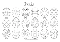 Página de desenho personalizável Atividades para Crianças Animal Ovos de Páscoa