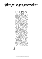 Coloriage personnalisable Fleurs Printemps Marque page Coloriages intermédiaires