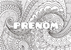 Página de desenho personalizável Calmo e zen Arte Mandala Nome decorado Zentangle