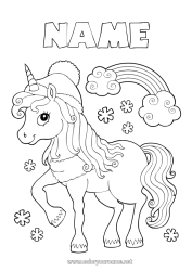 Coloriage personnalisable Hiver Licorne Animal Arc en ciel Dragons, licornes et animaux fantastiques