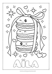 Coloriage personnalisable Kawaii Gourmandises, sucreries Macaron