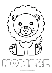 Coloriage personnalisable Mignon Lion Animal Coloriages faciles Animaux sauvages d'Afrique
