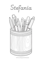 Coloriage personnalisable Coloriages complexes Crayon Fournitures scolaires Pot de crayons