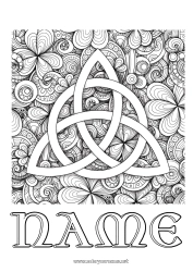 Página de desenho personalizável Mandala Trevo Irlanda Dia de São Patrício Triskell Celta