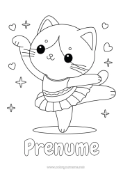 Página de desenho personalizável Fofo Esporte Gato Kawaii Dança Animal Cães e gatos Sports artistiques