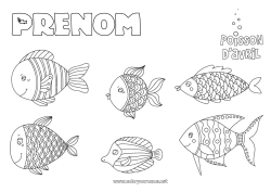 Coloriage personnalisable Poisson Poisson d'avril Animaux marins ou aquatique