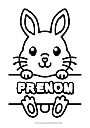 Coloriage personnalisable Mignon Lapin Animal Coloriages faciles Animaux de la forêt Pancarte