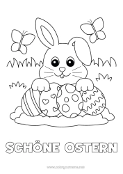 Coloriage personnalisable Lapin Papillon Animal Oeufs de Pâques Pâques Coloriages faciles Insectes Animaux de la forêt