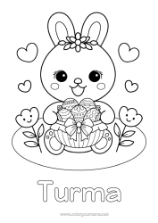 Coloriage personnalisable Mignon Lapin Animal Oeufs de Pâques Animaux de la forêt