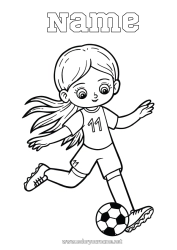 Coloriage personnalisable Football Ballon de foot Sport Fille Coloriages intermédiaires Sports d'équipe Football féminin Footballeur footballeuse