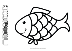 Coloriage personnalisable Activités enfants Animal Poisson Poisson d'avril Coloriages faciles Animaux marins ou aquatique