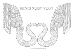Coloriage personnalisable Coeur élephant Je t'aime Coloriages complexes Zentangle Animaux sauvages d'Afrique