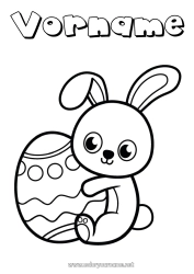 Página de desenho personalizável Coelho Animal Páscoa Ovo de Páscoa Grande Desenhos para colorir fáceis Animais da floresta