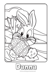 Página de desenho personalizável Coelho Animal Ovos de Páscoa Animais da floresta
