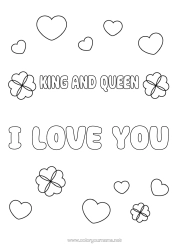 Página de desenho personalizável Coração Trevo Mensagem de 