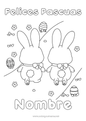 Coloriage personnalisable Lapin Oeufs de Pâques Pâques 