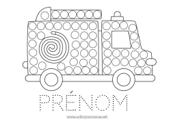 Coloriage personnalisable Véhicules Activités enfants Pompier Marqueurs à points Coloriages faciles Camion de pompier Véhicules de secours et d'urgence Métiers de la Sécurité