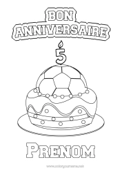 Página de desenho personalizável Bolo Futebol Bola de futebol Esporte Aniversário Bolas Feliz aniversário (francês) Mensagem Idade comemorada personalizável Sports d'équipe Bolo de aniversário