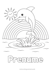 Anpassbare Malvorlage Sonne Tier Delfin Regenbogen Einfache Ausmalbilder Meeres- oder Wasserlebewesen