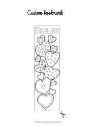 Anpassbare Malvorlage Herz Lesezeichen