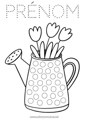 Coloriage personnalisable Fleurs Printemps Activités enfants Marqueurs à points Tulipe