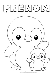Coloriage personnalisable Pingouin, Manchot Animal Coloriages faciles Oiseaux et mammifères volants Famille d'animaux Bébé animal