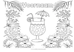 Coloriage personnalisable Fleurs Été Feuilles Boisson Cocktail