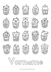Coloriage personnalisable Kawaii Animal Boisson Bubble tea