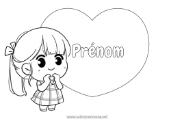 Coloriage personnalisable Mignon Coeur Kawaii Je t'aime Grand coeur