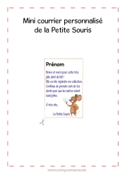 Coloriage personnalisable Dent de lait Petite Souris Courrier de la Petite Souris