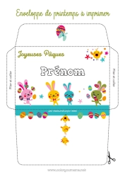 Página de desenho personalizável Aniversário Pássaro Primavera Coelho Ovos de Páscoa Páscoa Envelope Pássaros e mamíferos voadores Animais da floresta Envelope para imprimir