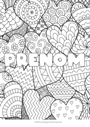 Coloriage personnalisable Coeur Mandala Je t'aime Nom décoré