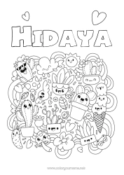 Coloriage personnalisable Mignon Kawaii Cactus