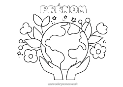 Pagina da colorare personalizzabile Ecologia Pianeti e sistema solare Disegni da colorare facili Terra Giorno della Terra Astronomia