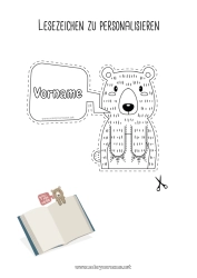 Coloriage personnalisable Ours Animal Marque page Animaux de la forêt