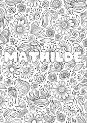 Coloriage personnalisable Fleurs Calme et zen Printemps Feuilles Nom décoré Anti-stress