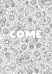 Coloriage personnalisable Fleurs Calme et zen Printemps Feuilles Nom décoré Anti-stress