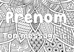 Coloriage personnalisable Feuilles Nom décoré Coloriages complexes Zentangle Fond décoratif