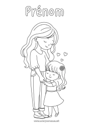 Coloriage personnalisable Coeur Maman Bonne fête Fille Soeur Nounou Adulte