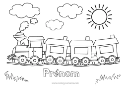 Coloriage personnalisable Véhicules Train Locomotive Coloriages faciles Transport en commun terrestres