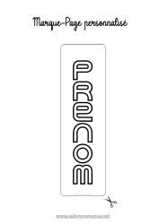 Coloriage personnalisable Nom décoré Marque page