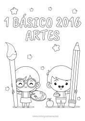 Coloriage personnalisable Art Enfant Pinceau Crayon Fournitures scolaires Peinture Couverture de cahier