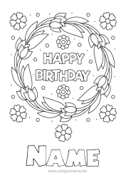 Coloriage personnalisable Fleurs Anniversaire