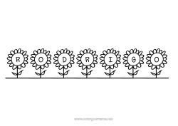 Página de desenho personalizável Flores Nome decorado