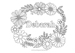 Coloriage personnalisable Fleurs Printemps Nom décoré Coloriages intermédiaires