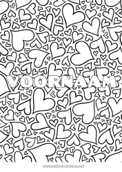 Coloriage personnalisable Coeur Papa Maman Mamie Papi Je t'aime Soeur Frère Nom décoré